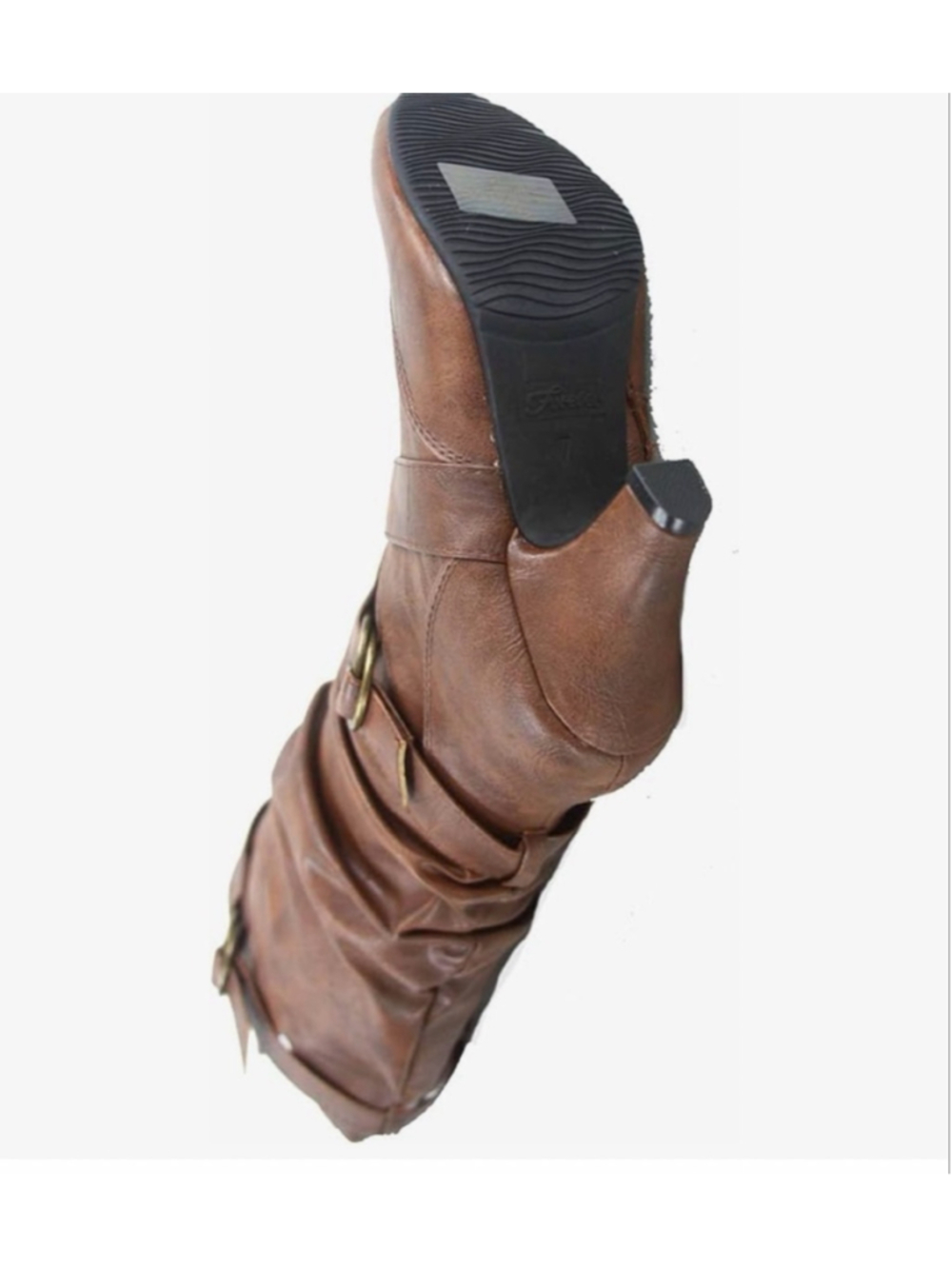 NEW Brown Forever Link Maggie Low Heel Zipper Slouchy Mid-Calf Boot 8.5 - Picture 5 of 5